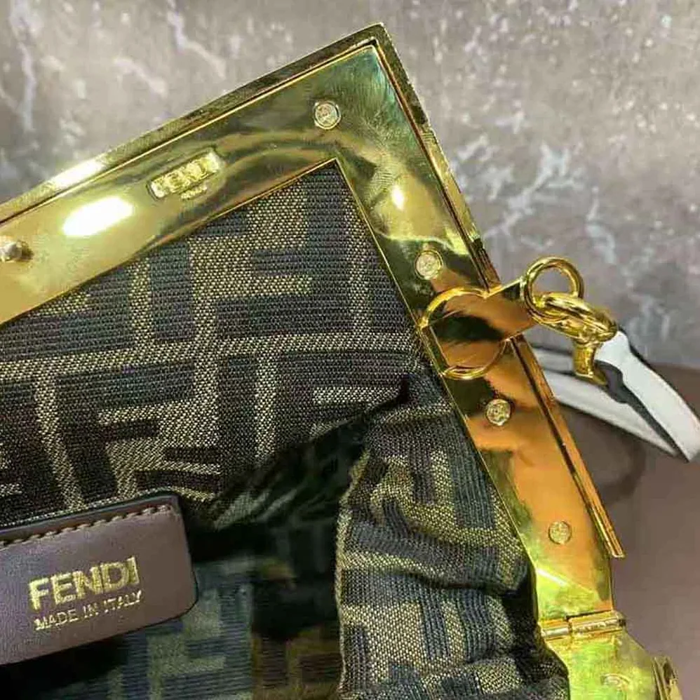 Fendi Fendi First Small Mint Green Leather Interlace Bag for Women
