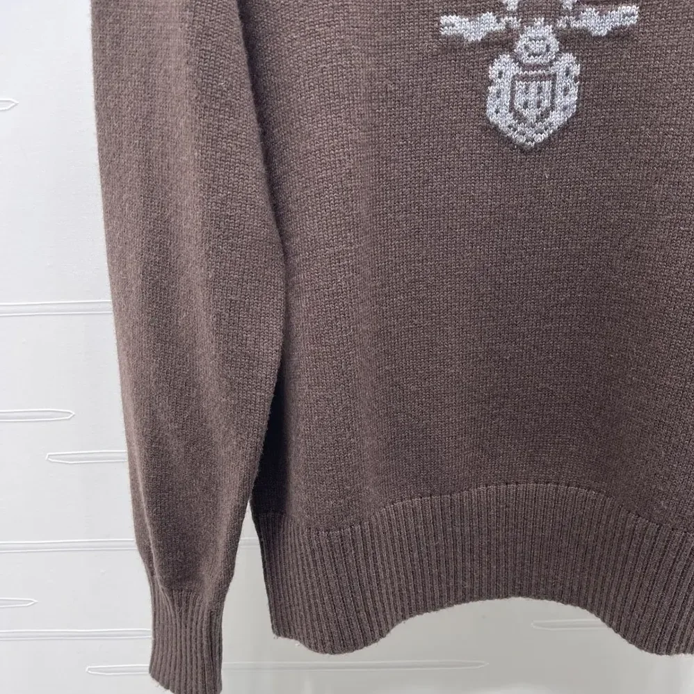 Prada Cashmere And Wool Prada Logo Crew-Neck Sweater for Men in Dark Brown