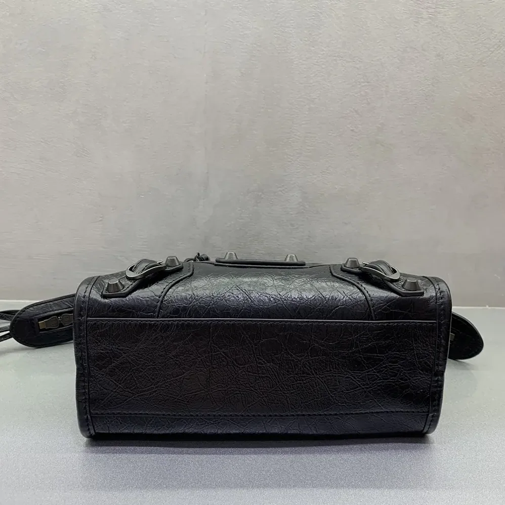 Balenciaga Le City Bag Nano in Black Arena Lambskin Brass Hardware for Women Balenciaga Le City Bag Nano in Black Arena Lambskin Brass Hardware for Women