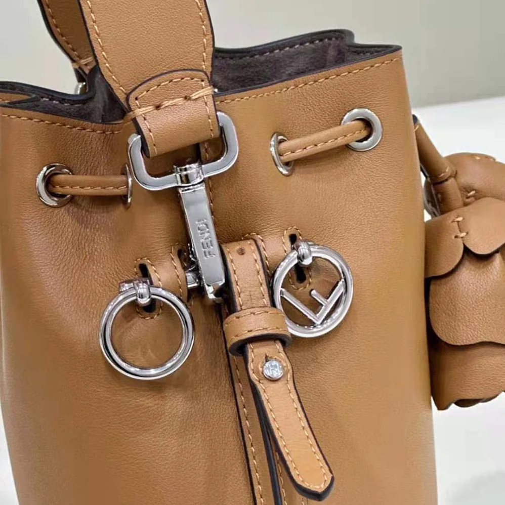 Fendi Mon Tresor Brown Leather Mini-bag with 3D Roses for Women Fendi Mon Tresor Brown Leather Mini-bag with 3D Roses for Women