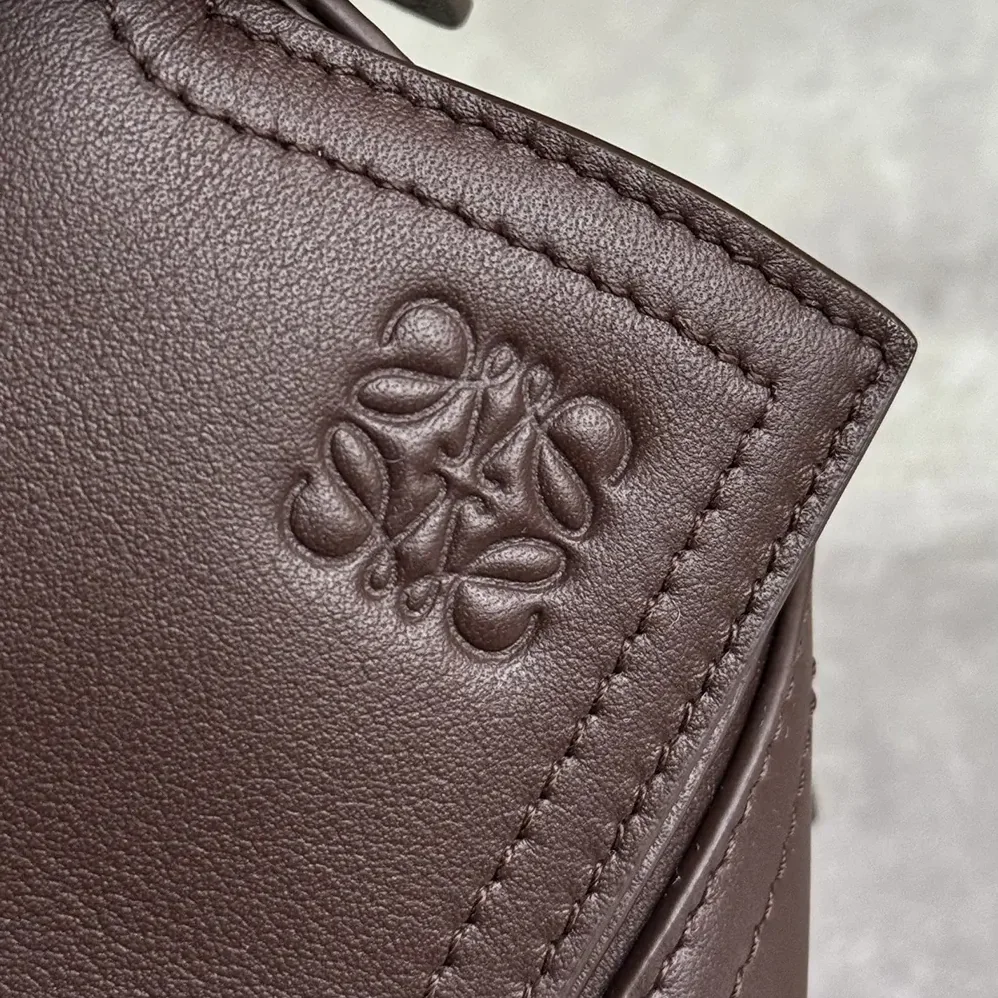 Loewe Small Puzzle Biker Bag in Shiny Calfskin for Unisex in Dark Chestnut Loewe Small Puzzle Biker Bag in Shiny Calfskin for Unisex in Dark Chestnut
