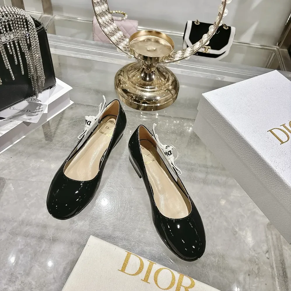 Dior J'Adior Ballet Flat Black Patent Calfskin for Women