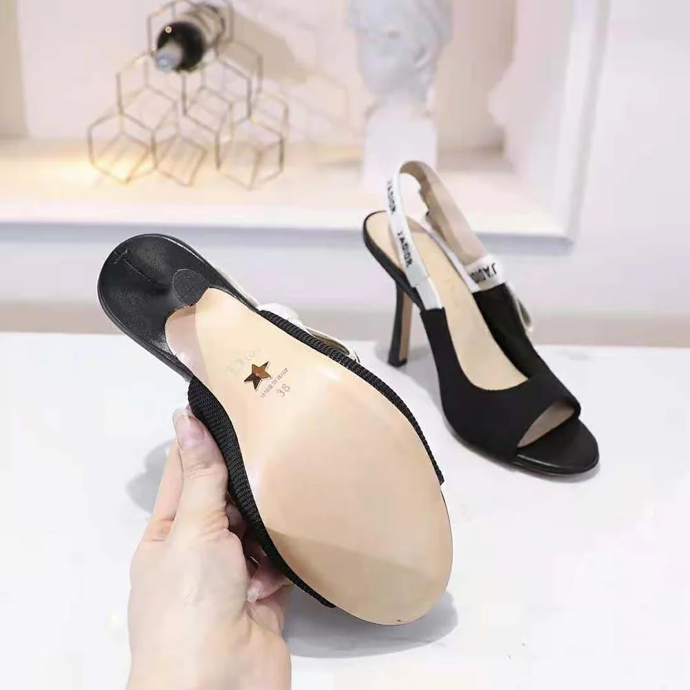Dior J'adior Heeled Sandal Black Technical Fabric in 8.5cm Heel for Women