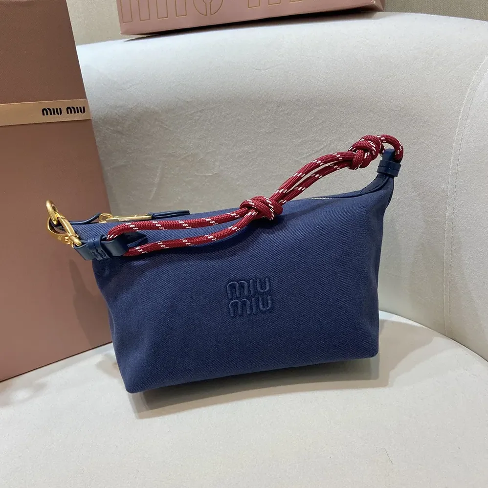 Miu Miu Gabardine Pouch for Women in Navy Miu Miu Gabardine Pouch for Women in Navy