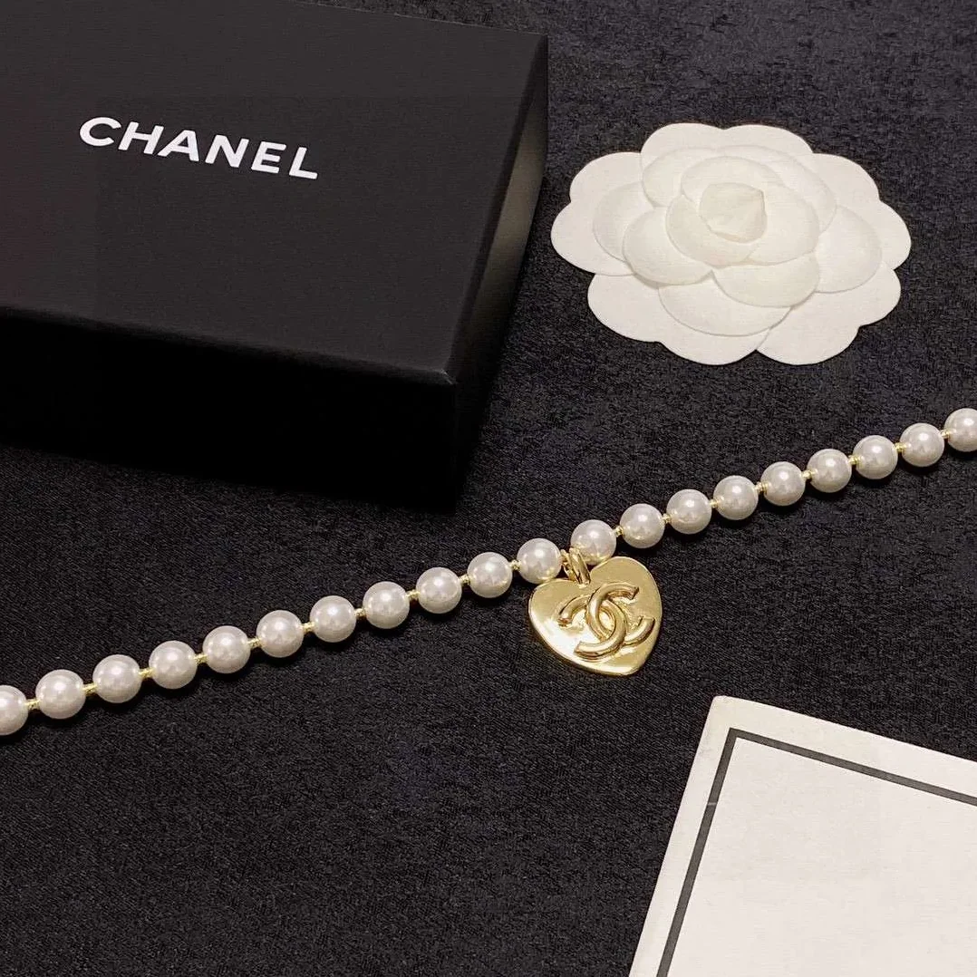Chanel Double C Pearl Love Necklace White Chanel Double C Pearl Love Necklace White