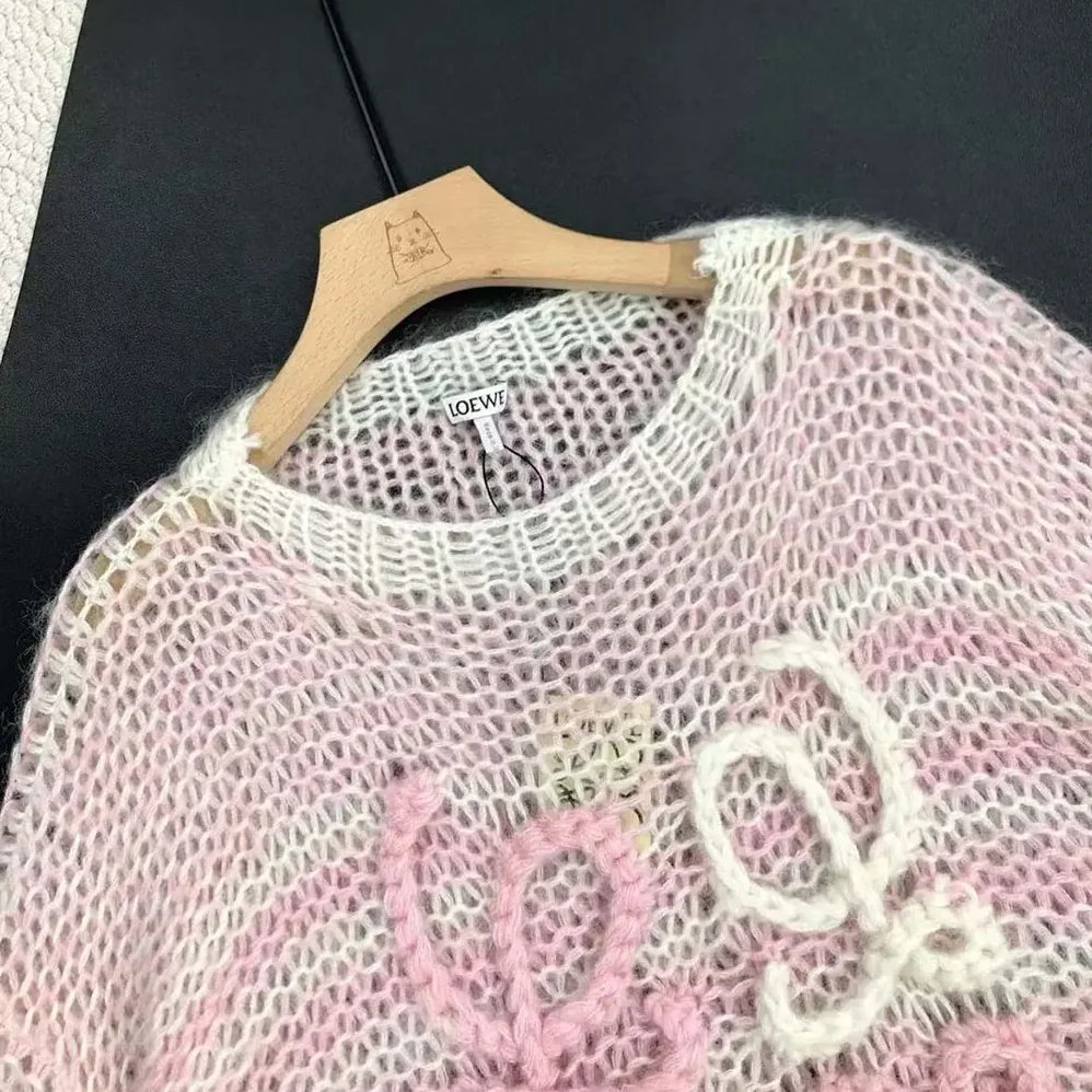 Loewe Anagram Sweater in Mohair for Women in Pink Loewe Anagram Sweater in Mohair for Women in Pink