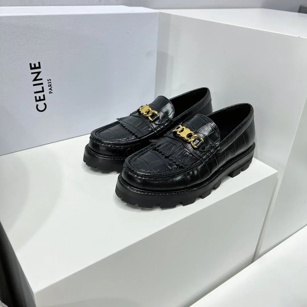 Celine Margaret Loafer With Triomphe Black Celine Margaret Loafer With Triomphe Black