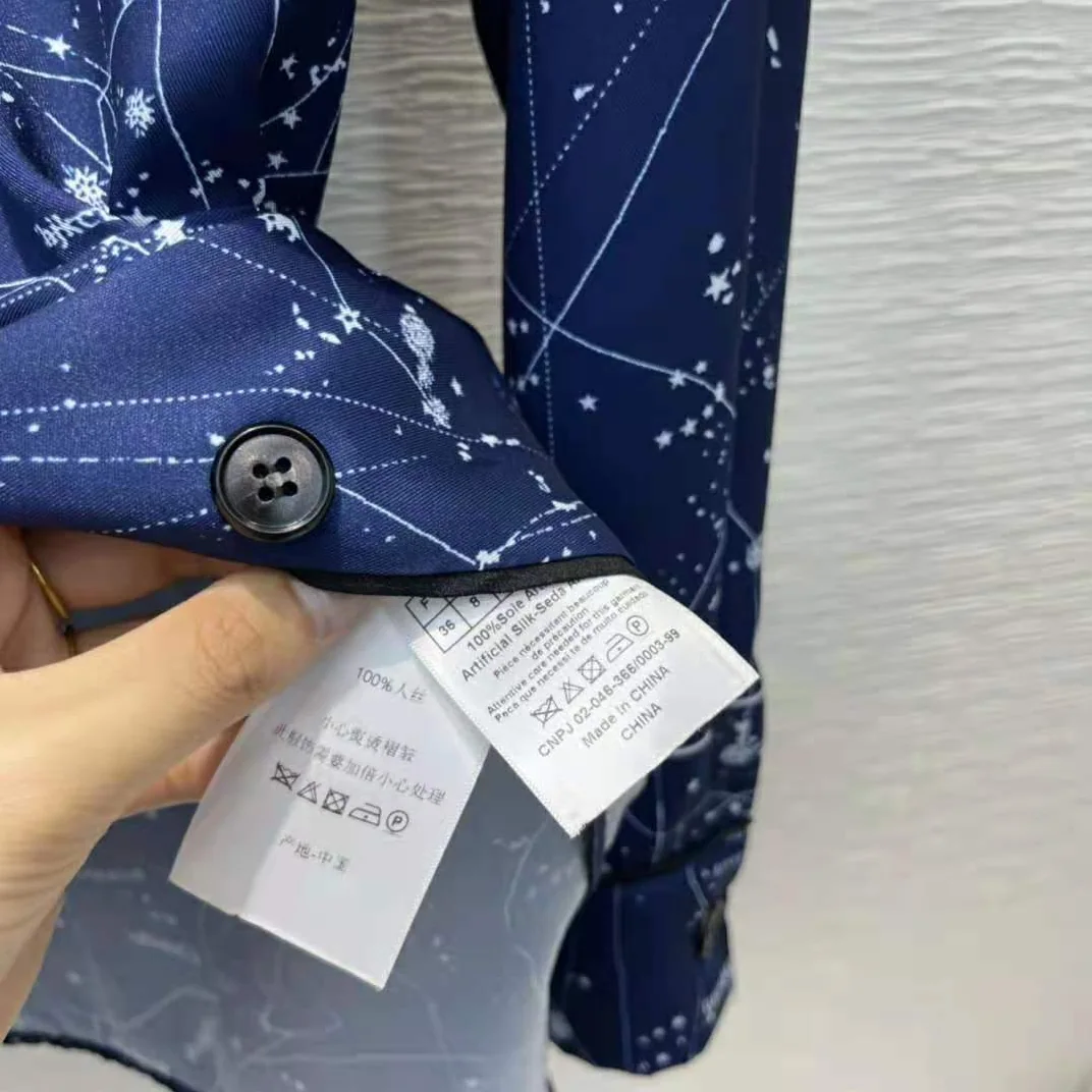 Dior Chez Moi Jacket Blue Dior Zodiac Silk Twill for Women