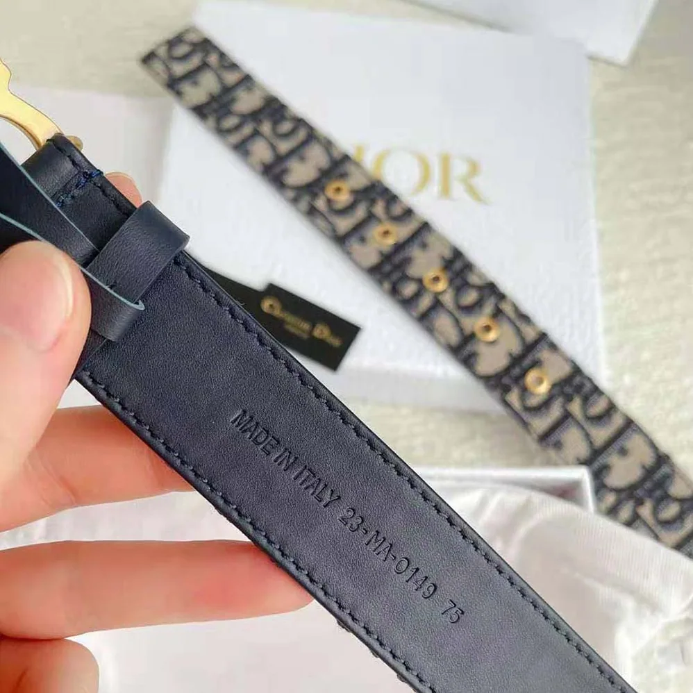 Dior 30 Montaigne Belt Blue Dior Oblique Jacquard 35 MM for Women Dior 30 Montaigne Belt Blue Dior Oblique Jacquard 35 MM for Women