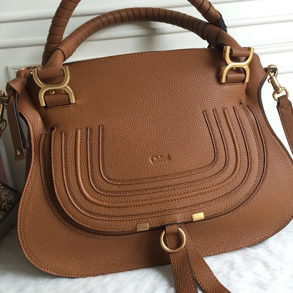 Chloe Marcie Bag in Grained Leather for Women in Tan