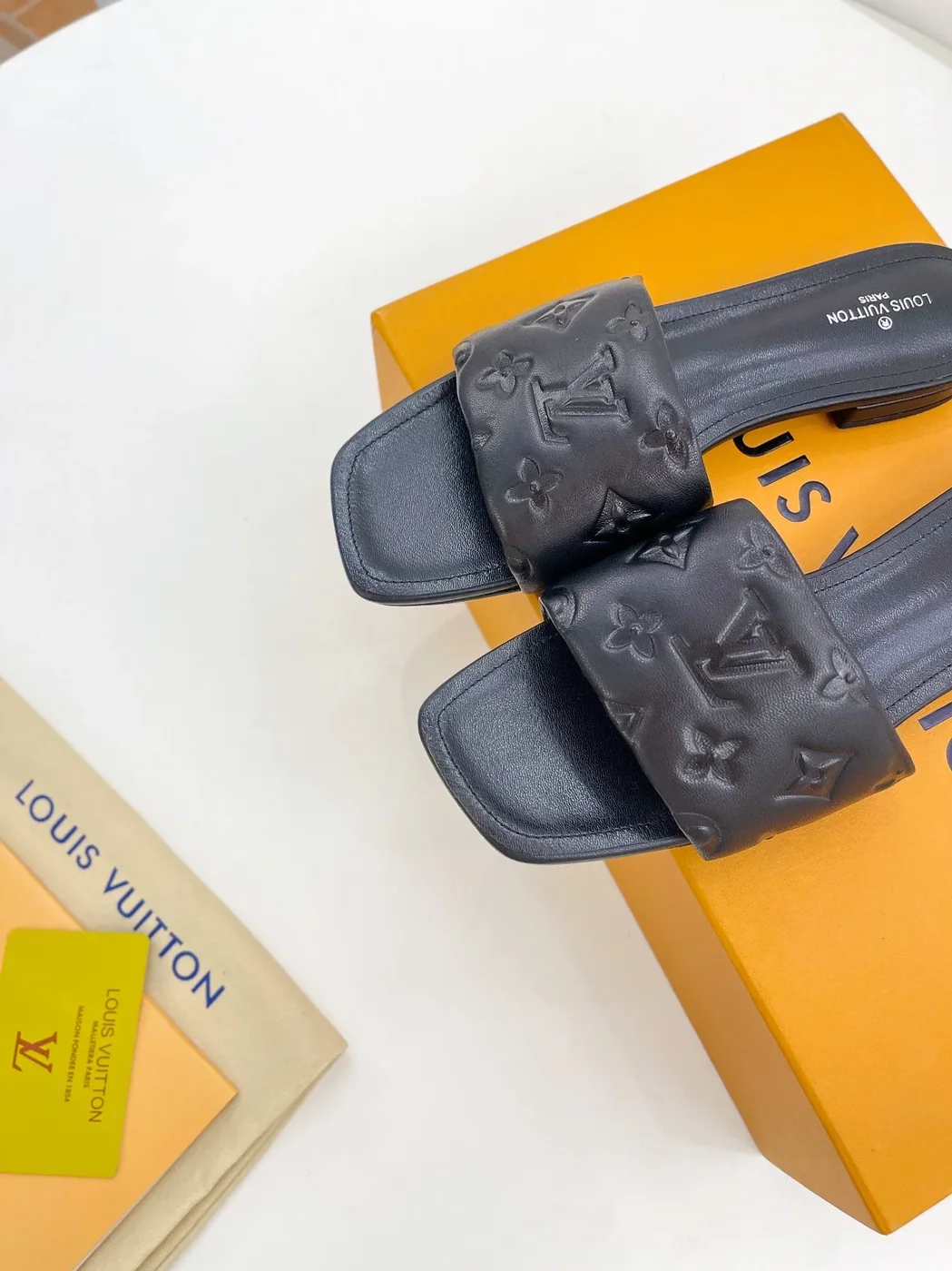 Louis Vuitton Revival Flat Mule Gold LV 1A9QKC Louis Vuitton Revival Flat Mule Gold LV 1A9QKC