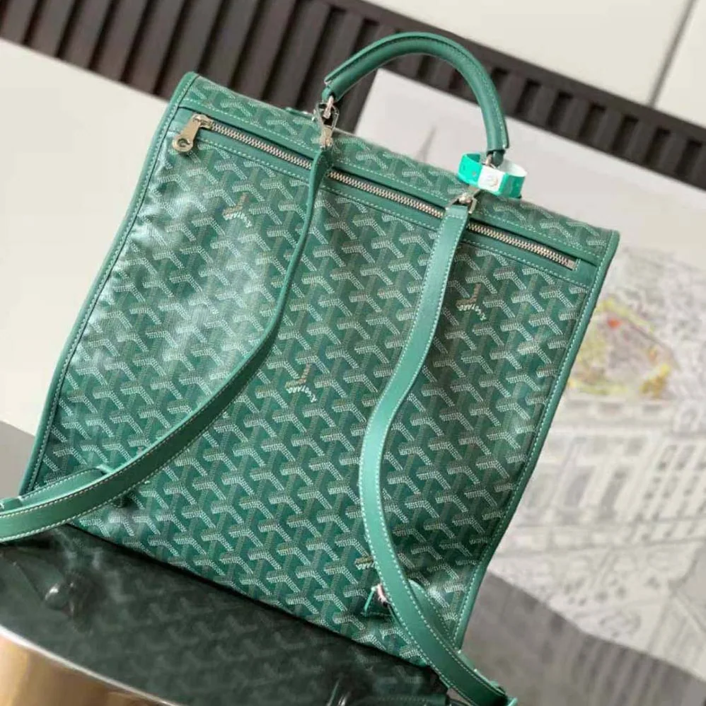 Goyard Saint Léger Backpack in Goyardine Canvas & Chevroches Calfskin for Women in Green Goyard Saint Léger Backpack in Goyardine Canvas & Chevroches Calfskin for Women in Green
