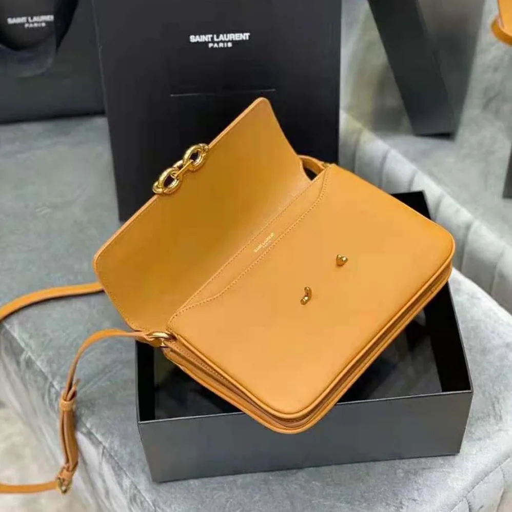 Saint Laurent YSL Le Maillon Satchel in Smooth Leather for Women in Brown Saint Laurent YSL Le Maillon Satchel in Smooth Leather for Women in Brown