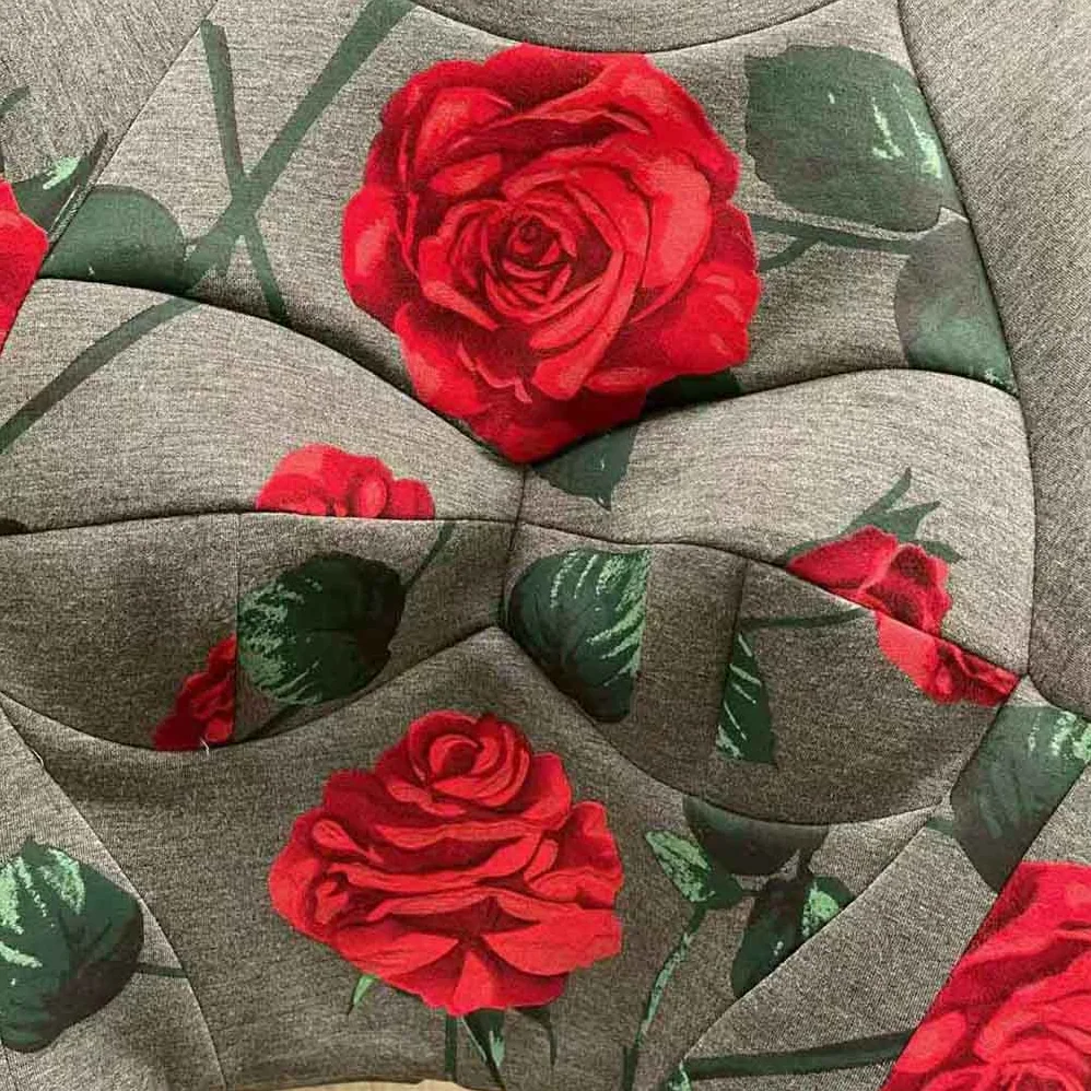 Dolce Gabbana D&G Technical Jersey Sweatshirt with Flocked Rose Print and Bustier Details for Women