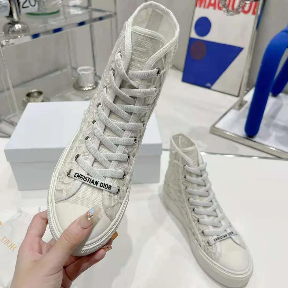 Dior Walk N Dior High-Top Sneaker White Macramé Embroidered Cotton for Women Dior Walk N Dior High-Top Sneaker White Macramé Embroidered Cotton for Women