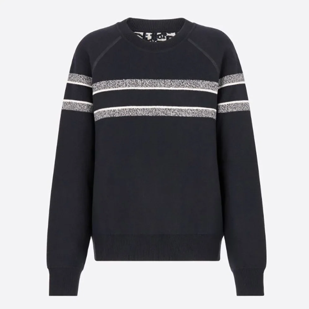 Dior Reversible Crew-Neck Sweater Blue Double for Women in Sided Technical Cashmere
