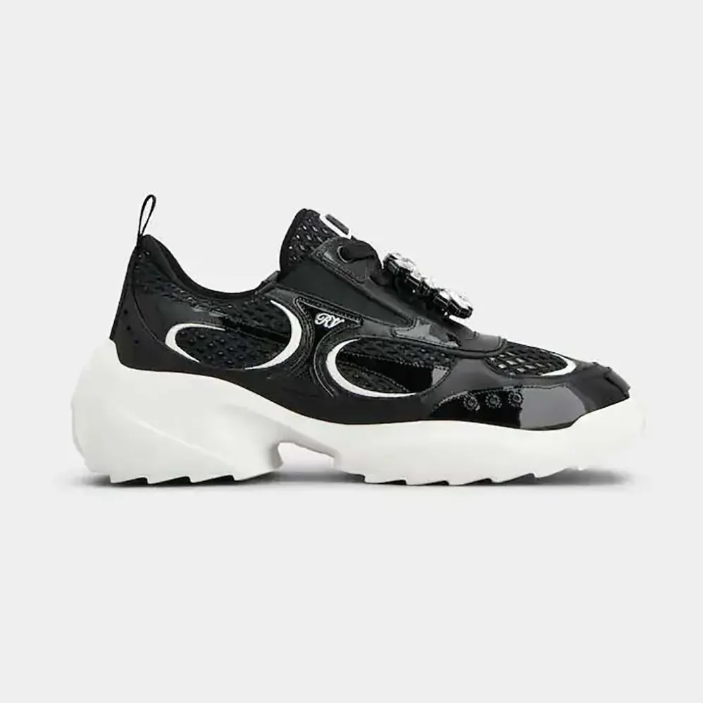 Roger Vivier Viv' on the Run Sneakers in Patent Leather and Fabric for Women in Black Roger Vivier Viv' on the Run Sneakers in Patent Leather and Fabric for Women in Black