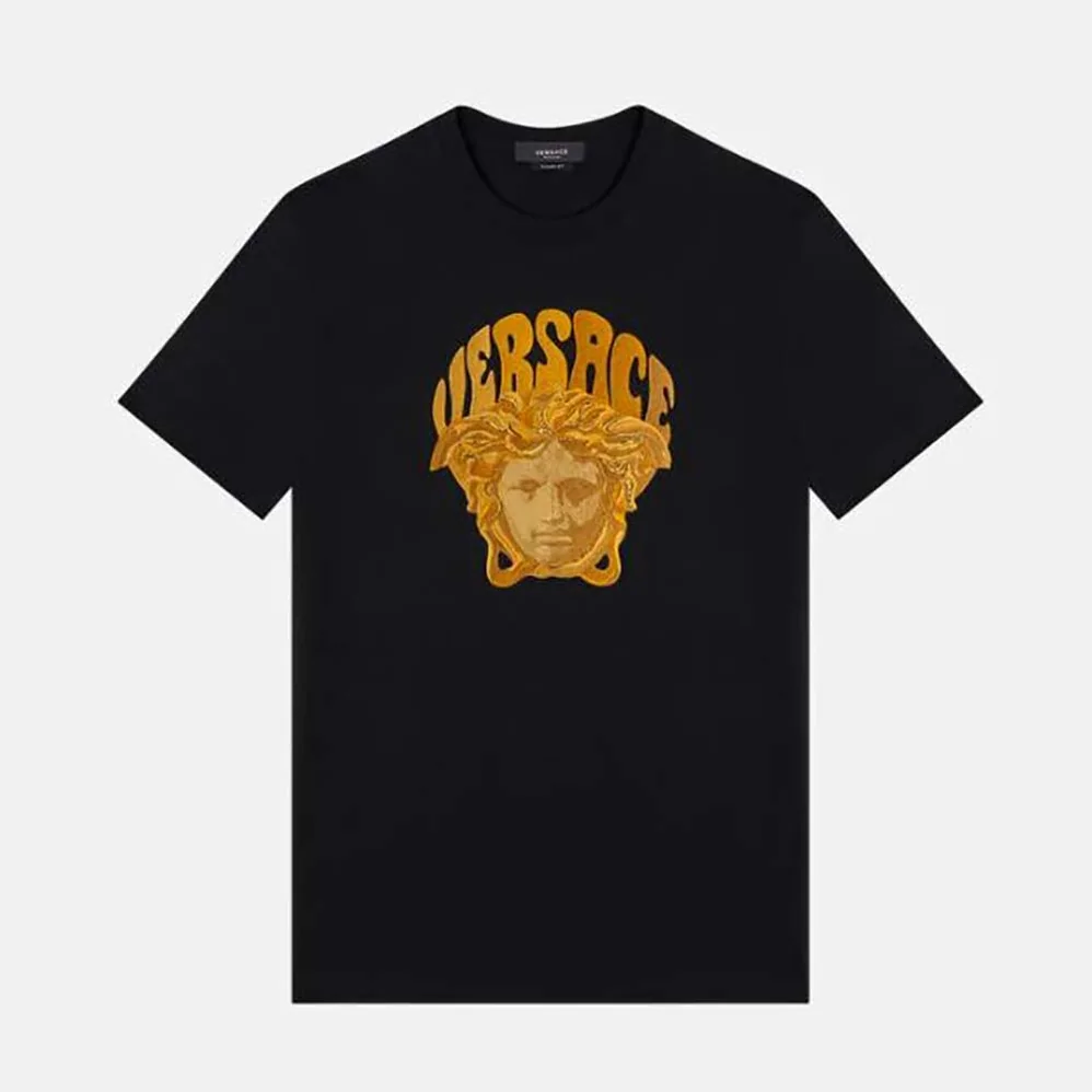 Versace Medusa Music T-Shirt in Cotton for Women in Black Versace Medusa Music T-Shirt in Cotton for Women in Black