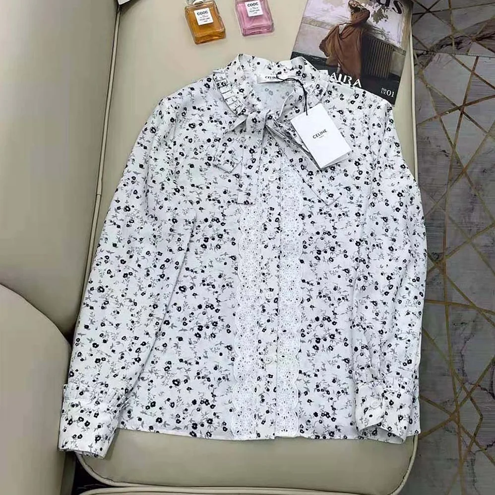 Celine Loose Cotton Voile Shirt for Women in White Celine Loose Cotton Voile Shirt for Women in White