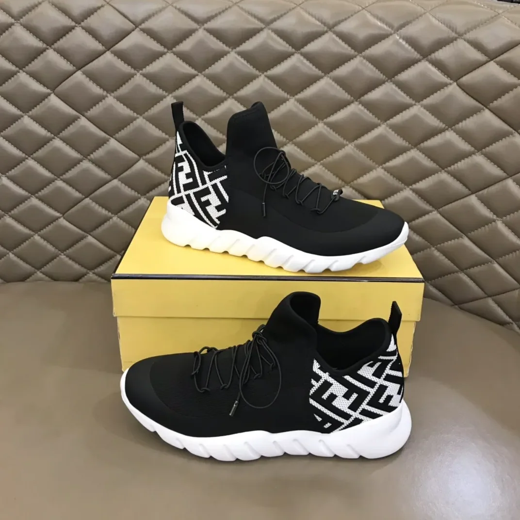 Fendi FD Technical Mesh High in Tops Sneakers White Fendi FD Technical Mesh High in Tops Sneakers White