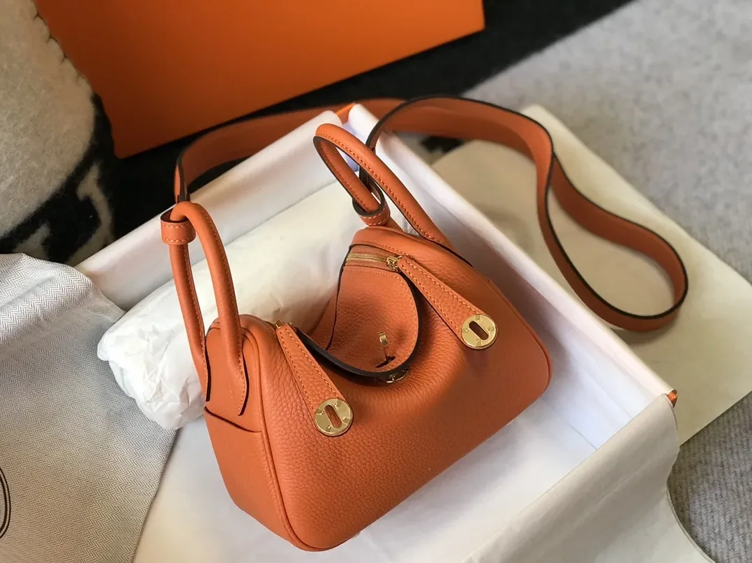 Hermes Lindy Mini Clemence Bag Orange