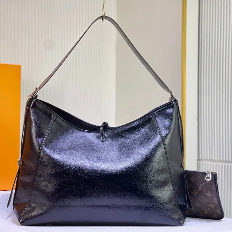 Louis Vuitton CarryAll Vibe MM Shoulder Bag in Black Silver Hardware