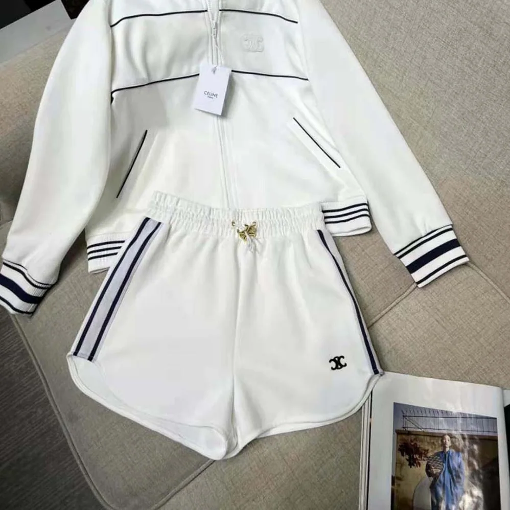 Celine Athletic Shorts in Double Face Jersey for Women in White