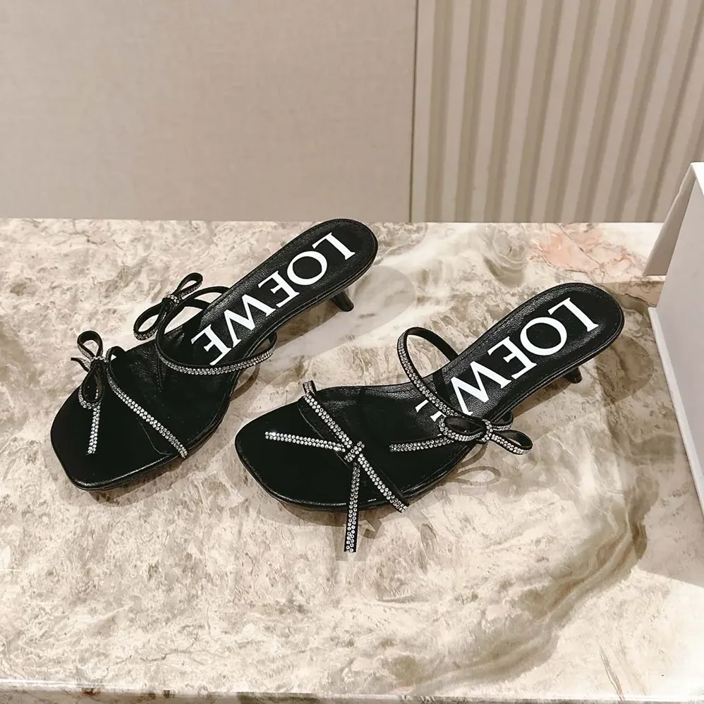 Loewe Petal Sandal in Suede and Rhinestones for Women in Black Loewe Petal Sandal in Suede and Rhinestones for Women in Black