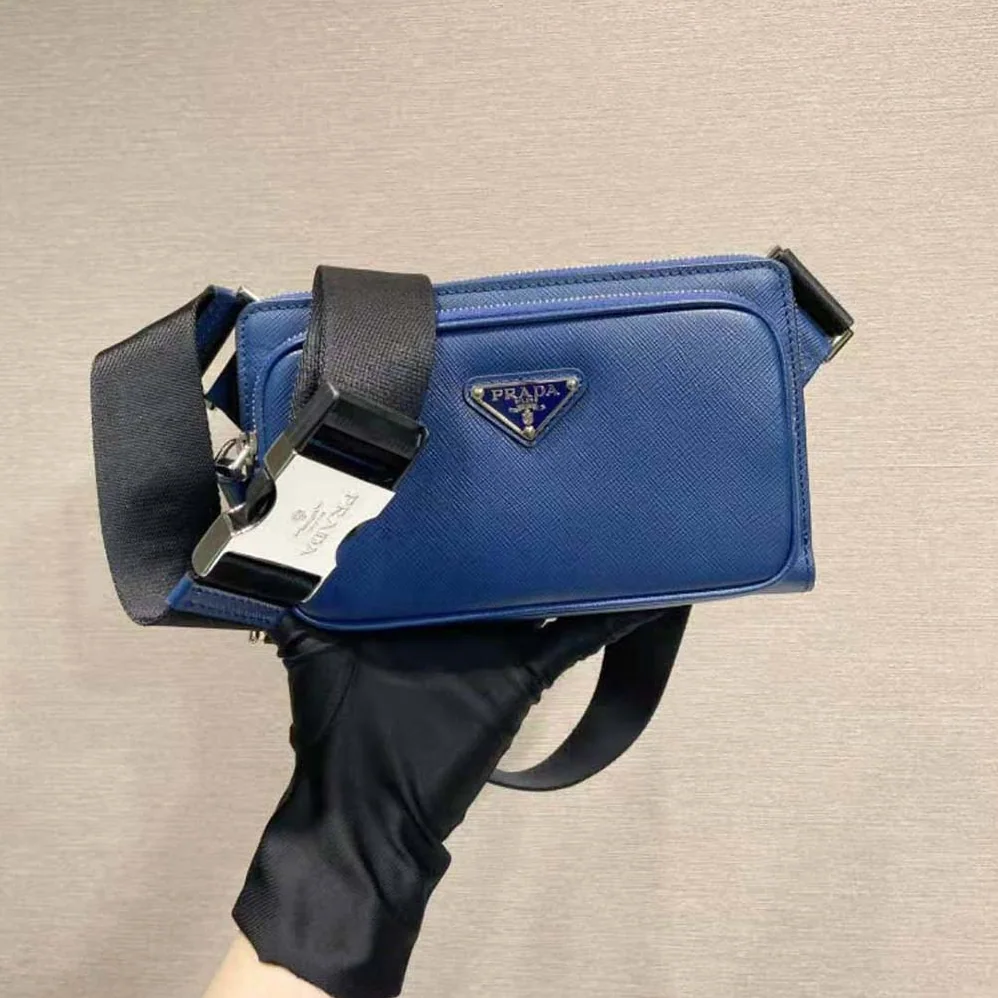 Prada Saffiano Leather Belt Bag for Men in Blue Prada Saffiano Leather Belt Bag for Men in Blue