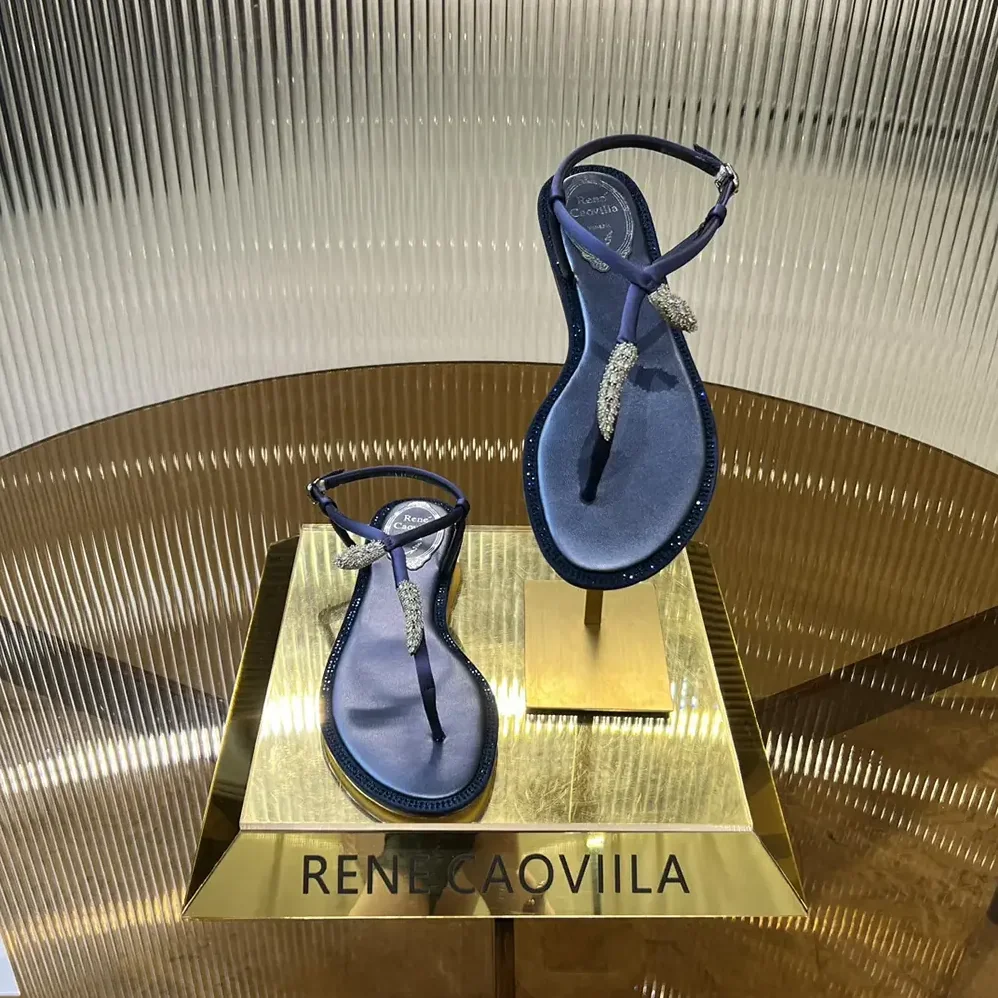 Rene Caovilla Serpente Indigo Thong Sandal 10 for Women