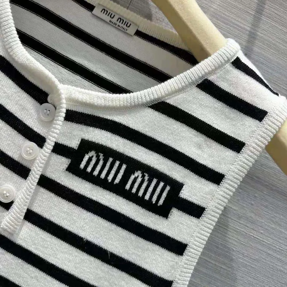 Miu Miu Cotton Mini-Dress with Knit Logo Patch for Women in White