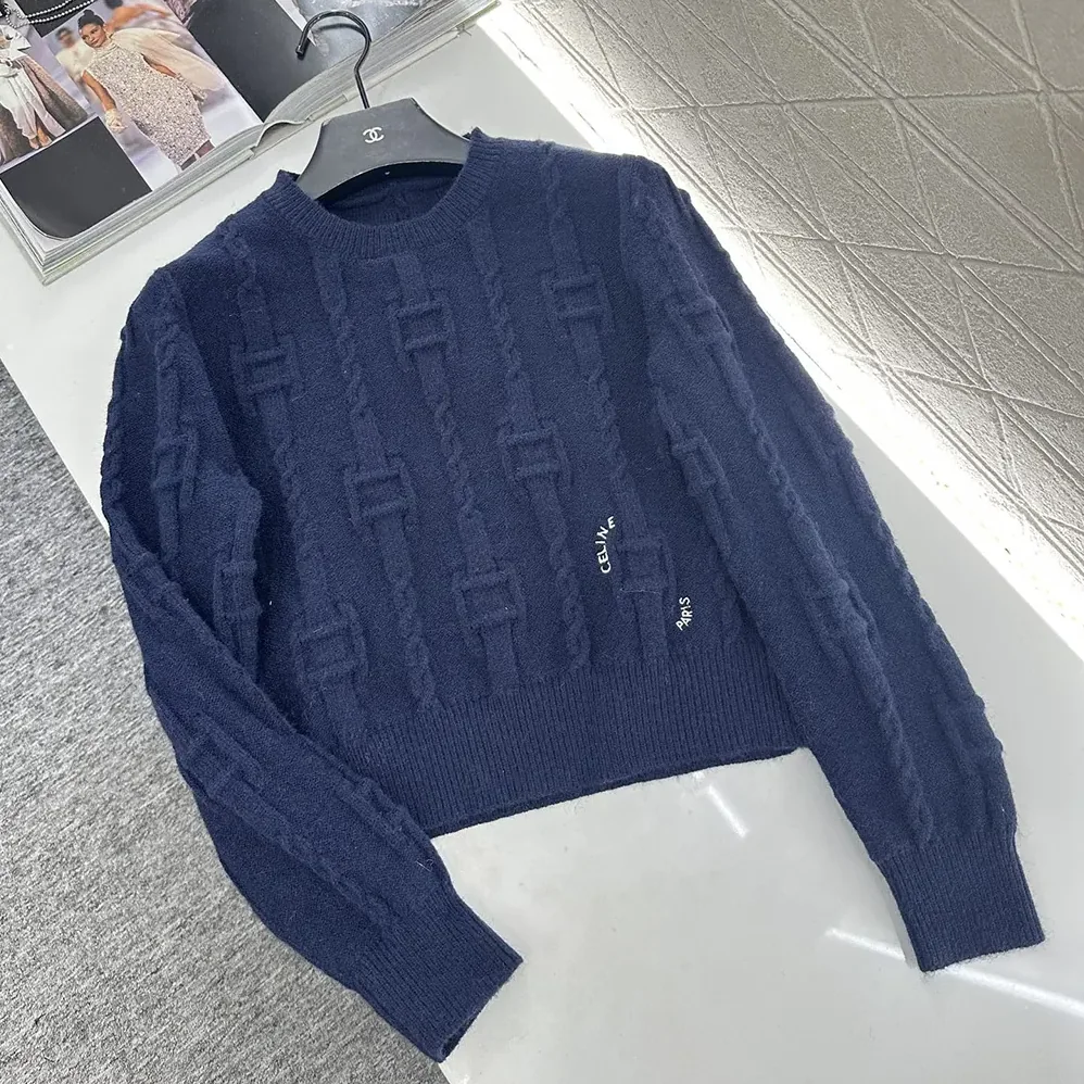 Celine Crewneck Sweater in Chains Cashmere for Men in Navy Celine Crewneck Sweater in Chains Cashmere for Men in Navy