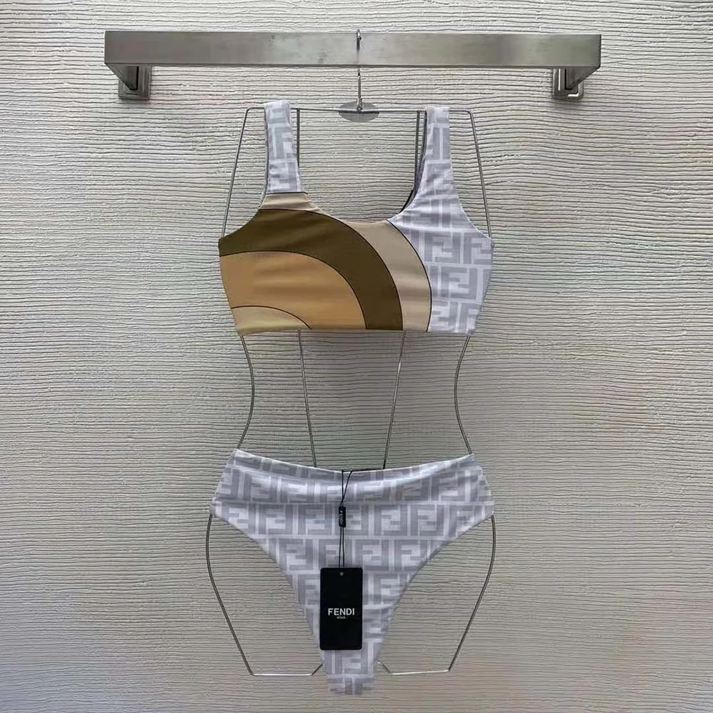 Fendi Swimsuit Multicolor Lycra Bikini for Women in White