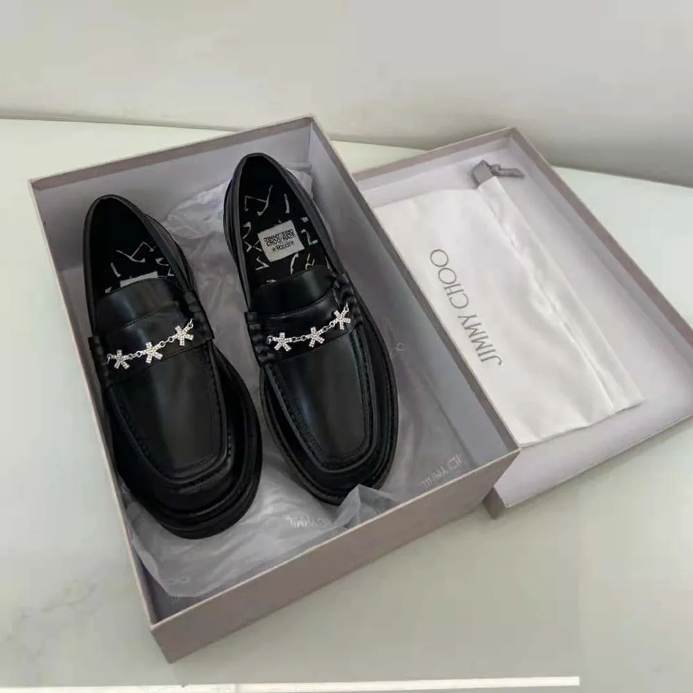 Jimmy Choo Jc Eric Haze Ezra M Black Box Calf Loafers with Eric Haze Star Chain for Men Jimmy Choo Jc Eric Haze Ezra M Black Box Calf Loafers with Eric Haze Star Chain for Men