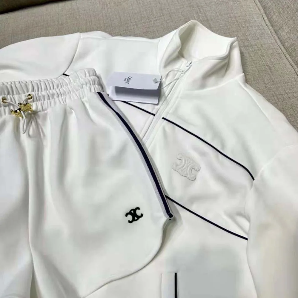 Celine Athletic Shorts in Double Face Jersey for Women in White