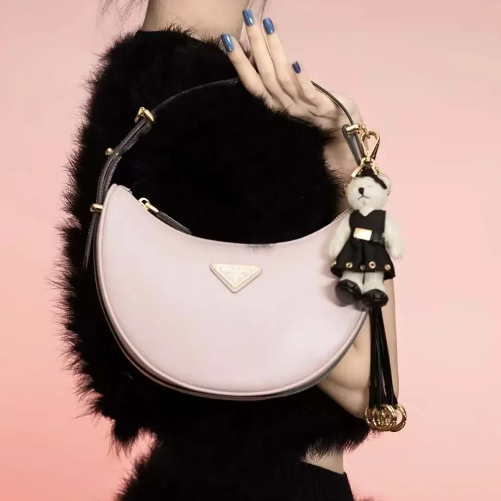 Prada Arqué Mini Leather Shoulder Bag for Women in Pink Prada Arqué Mini Leather Shoulder Bag for Women in Pink