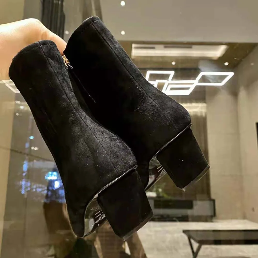 Roger Vivier Belle Vivier Metal Buckle Chelsea Booties in Suede for Women