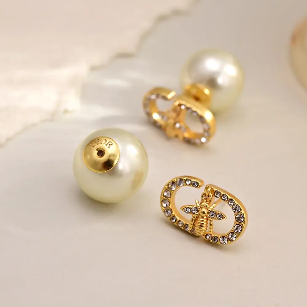 Dior Tribales Earrings Gold-Finish Metal with White Resin Pearls for Women Dior Tribales Earrings Gold-Finish Metal with White Resin Pearls for Women