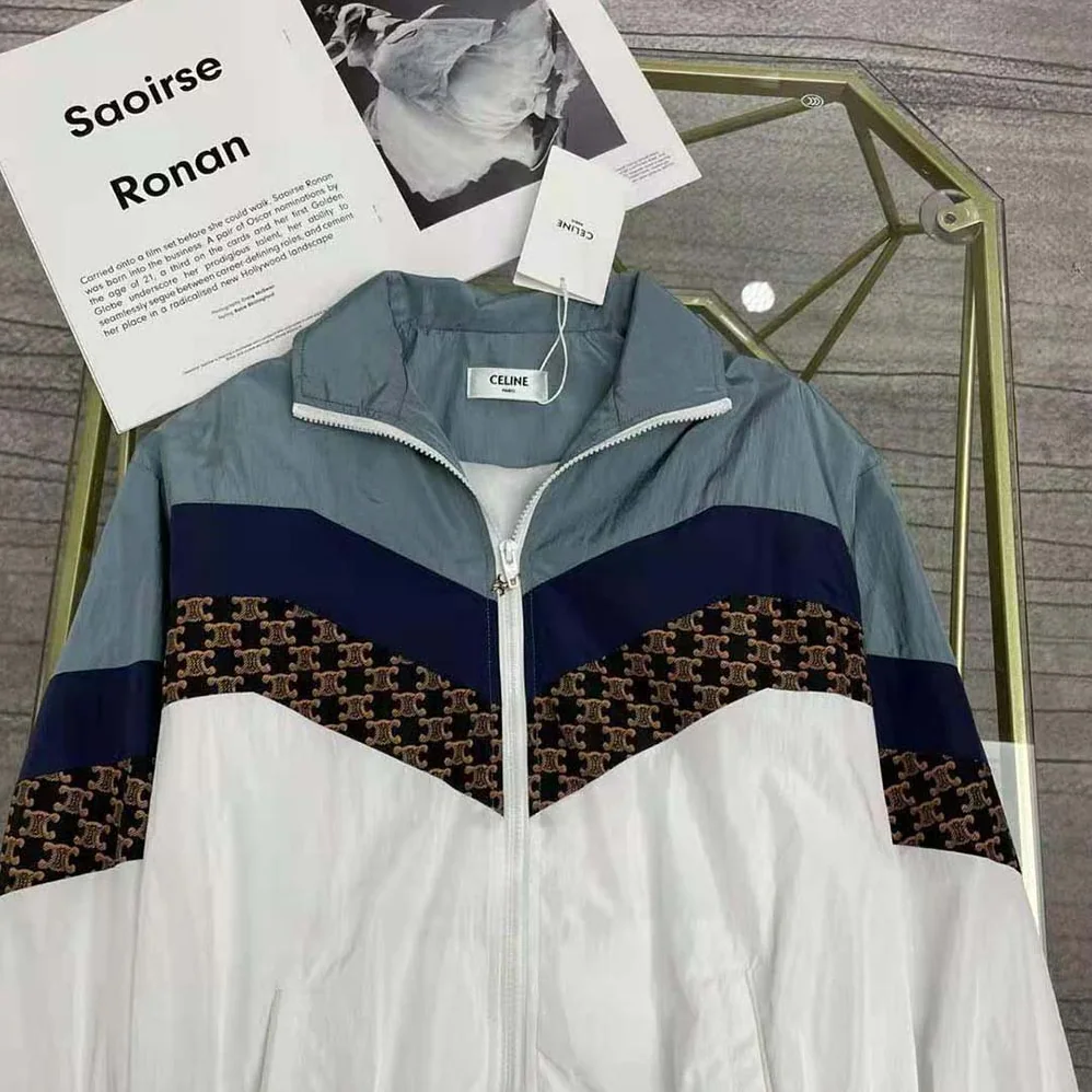 Celine Windbreaker with Monogram in Nylon for Women in White Celine Windbreaker with Monogram in Nylon for Women in White