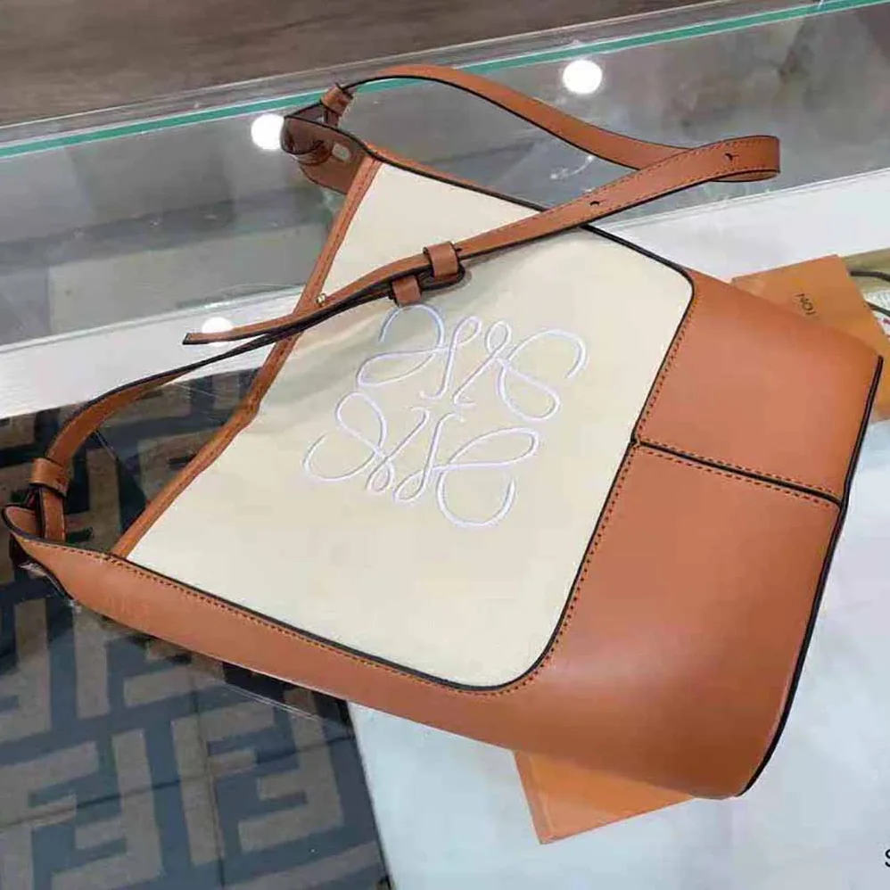 Loewe Small Hobo Bag in Anagram Jacquard and Calfskin for Women