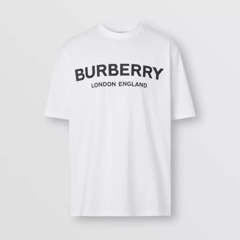 Burberry Logo Print Cotton T-shirt for Women in White