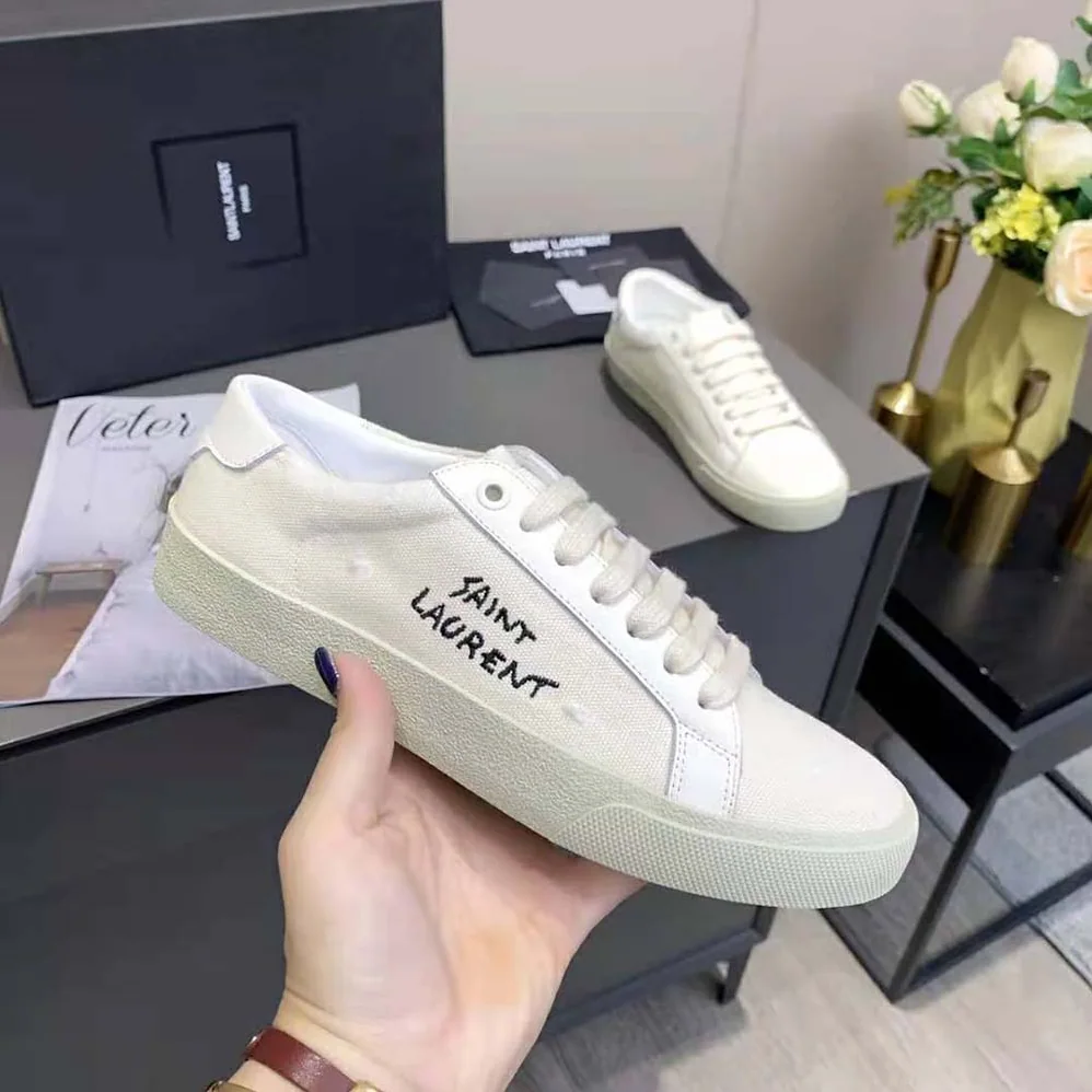 Saint Laurent YSL Court Classic SL/06 Sneakers Embroidered with Saint Laurent for Women Saint Laurent YSL Court Classic SL/06 Sneakers Embroidered with Saint Laurent for Women
