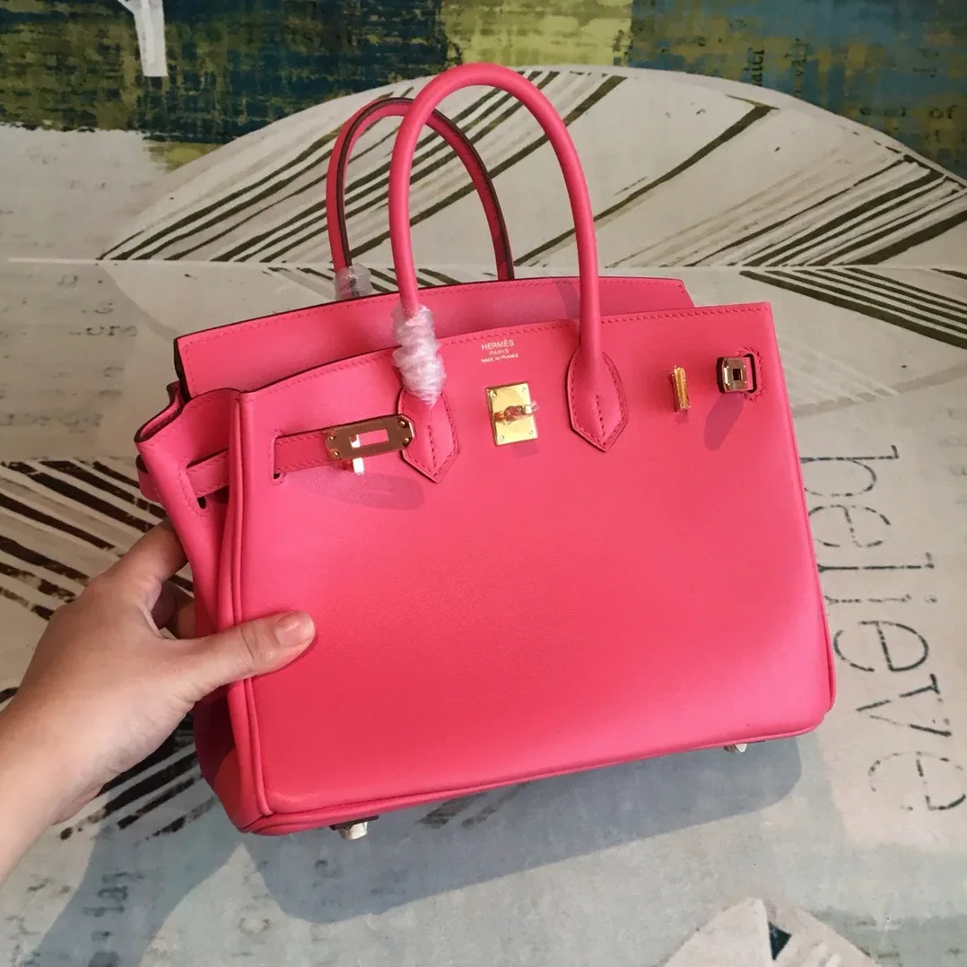 Hermes Birkin Top Handle Bag in Dark Pink Gold Hardware