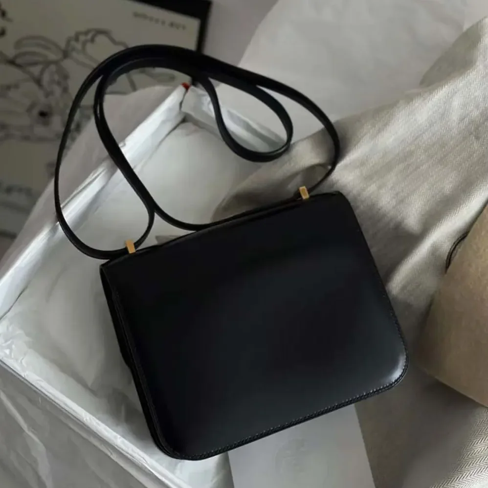 Hermes Constance 24 Bag Box Leather for Women in Black/Gold