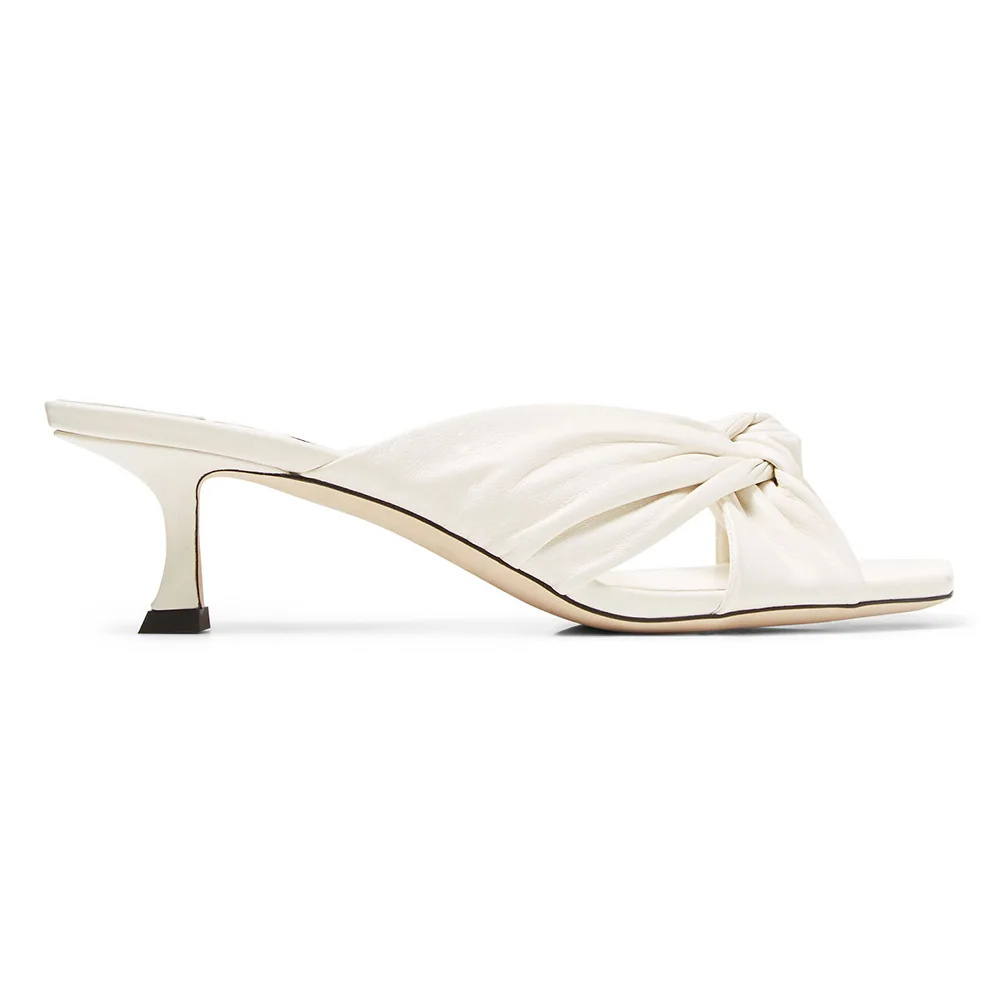 Jimmy Choo Avenue 50 Latte Nappa Leather Mules for Women in White Jimmy Choo Avenue 50 Latte Nappa Leather Mules for Women in White