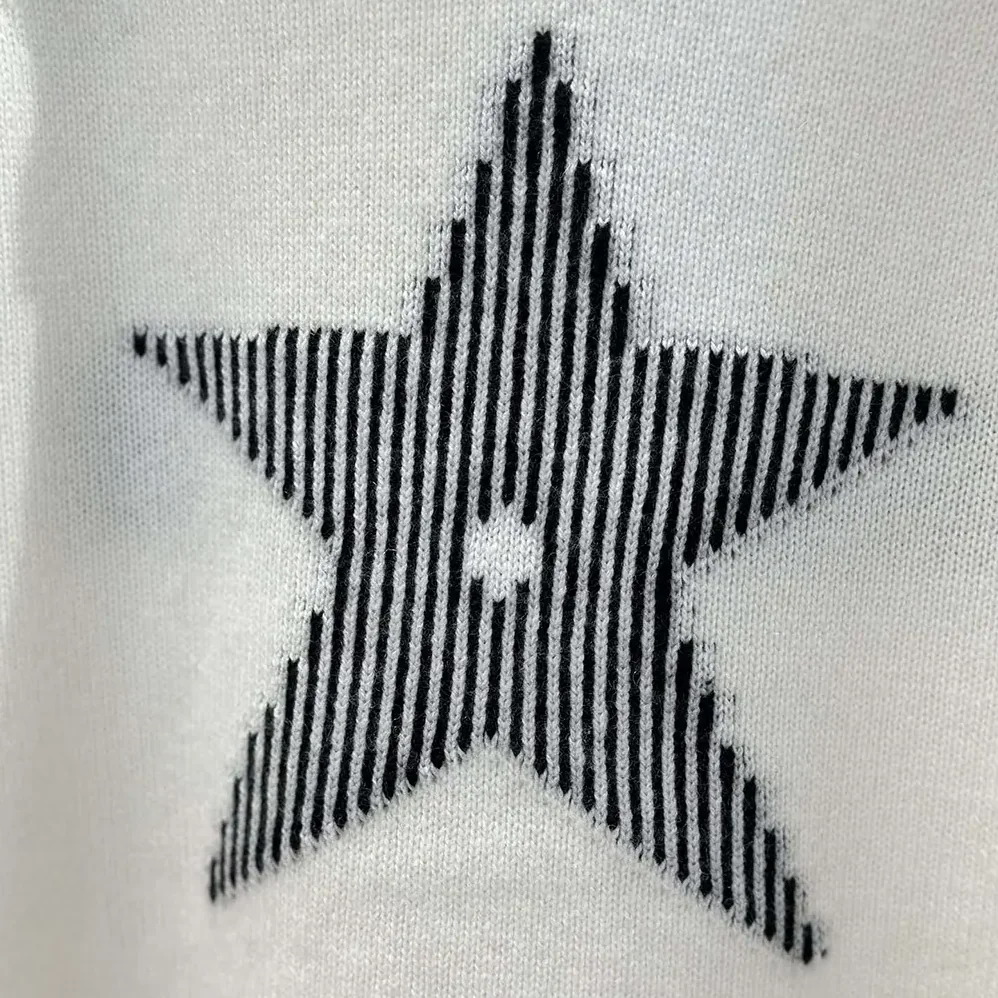 Dior DiorAlps Hooded Sweater White Wool and Cashmere Knit with Navy Blue Dior Star Motif for Women