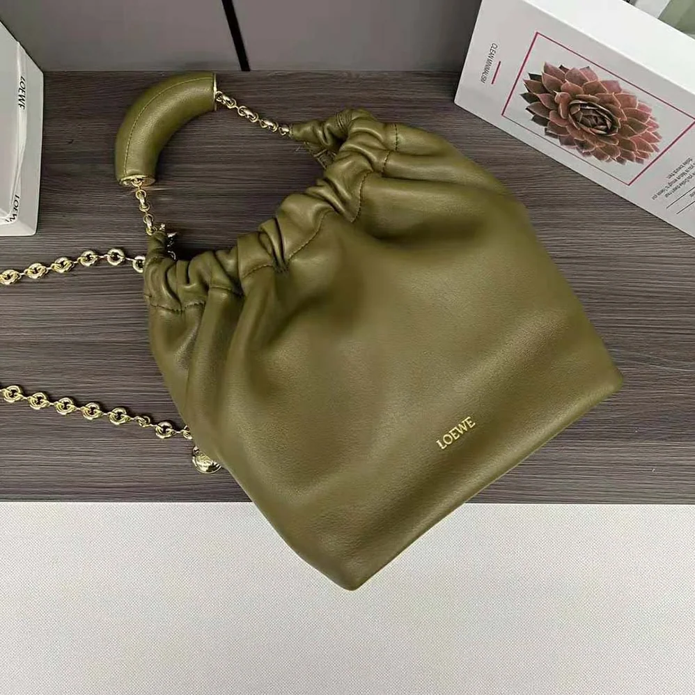 Loewe Small Squeeze Bag in Nappa Lambskin for Women in Dark Green
