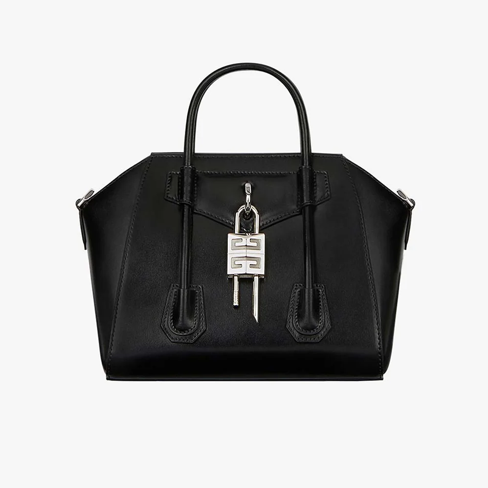 Givenchy Mini Antigona Lock Bag in Box Leather for Women in Black