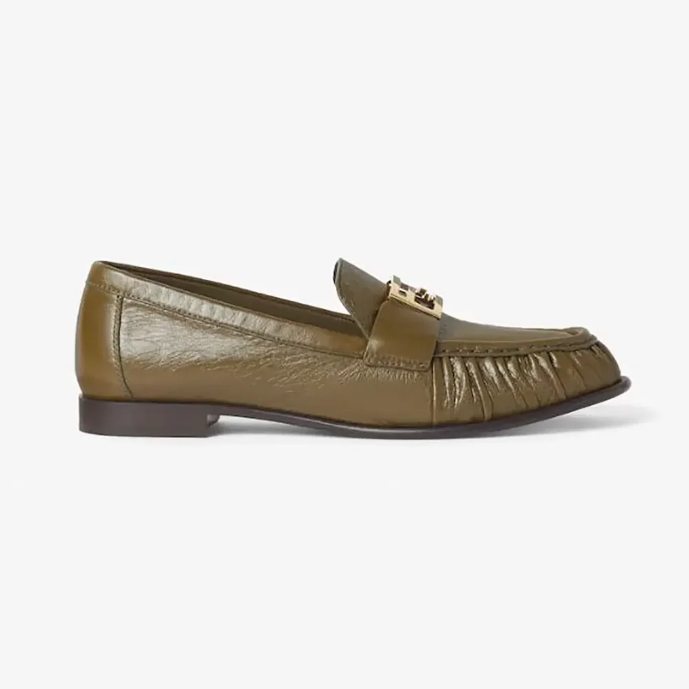 Fendi Baguette Green Nappa Leather Loafers for Women Fendi Baguette Green Nappa Leather Loafers for Women