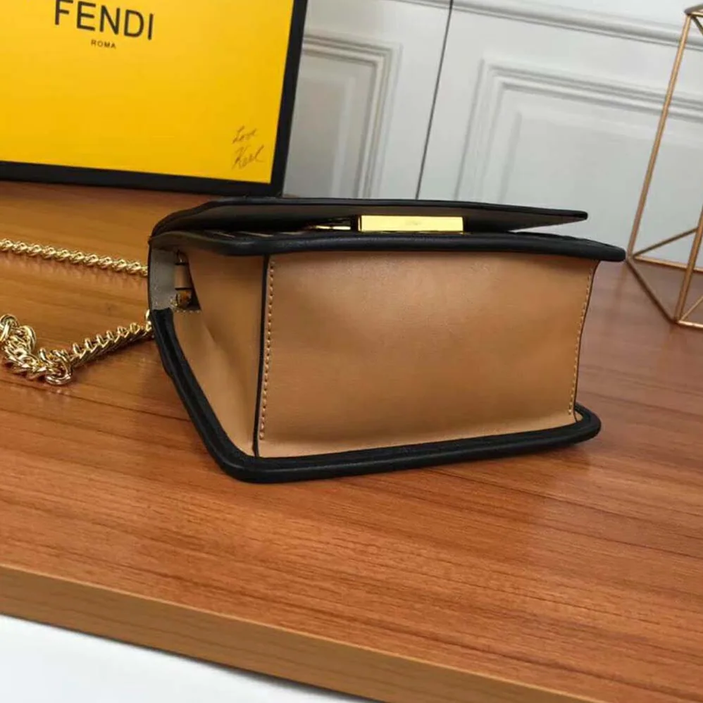 Fendi KAN I F Small Black Leather Mini for Women in Bag in Calf